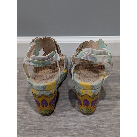 Laura Vita Jacsmino Fleur Wedge Sandals Multicolor Floral Boho Sparkle Sz 41 - Picture 3 of 16
